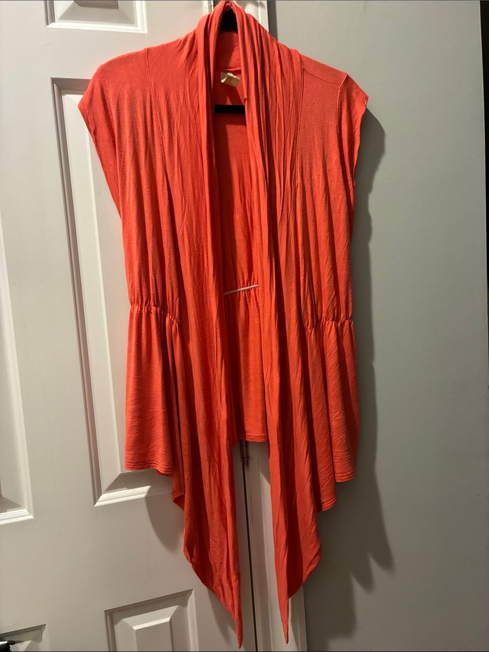 Frenzii Coral Draped Sleeveless Open Cardigan